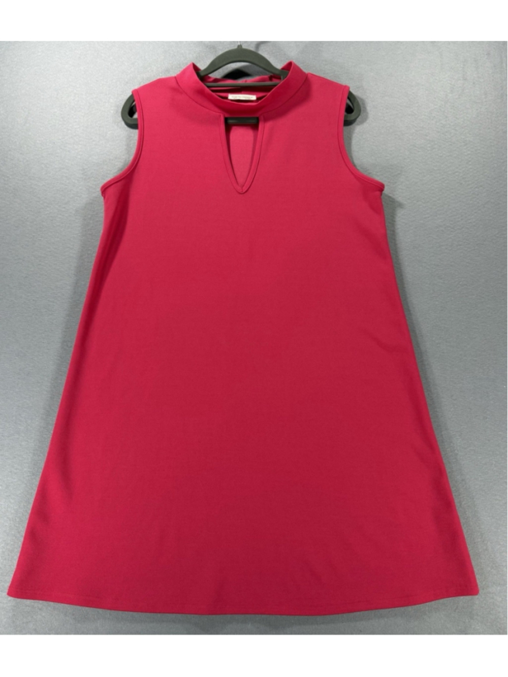Carole Christian Hot Pink A Line Sleeveless Dress With High Neck Split Collar S
